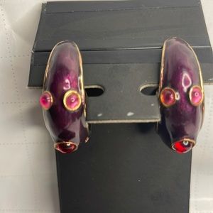 CJ Russell Gripoix Glass Enamel Hoop Clip On Earrings